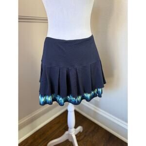 Lucky In Love Womens Pull On Tiered Skort Size L (12) Textured Navy Golf Tennis